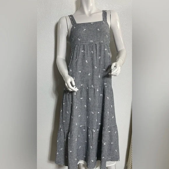 Madewell Gray Floral Tiered Midi Dress - Picture 6 of 14